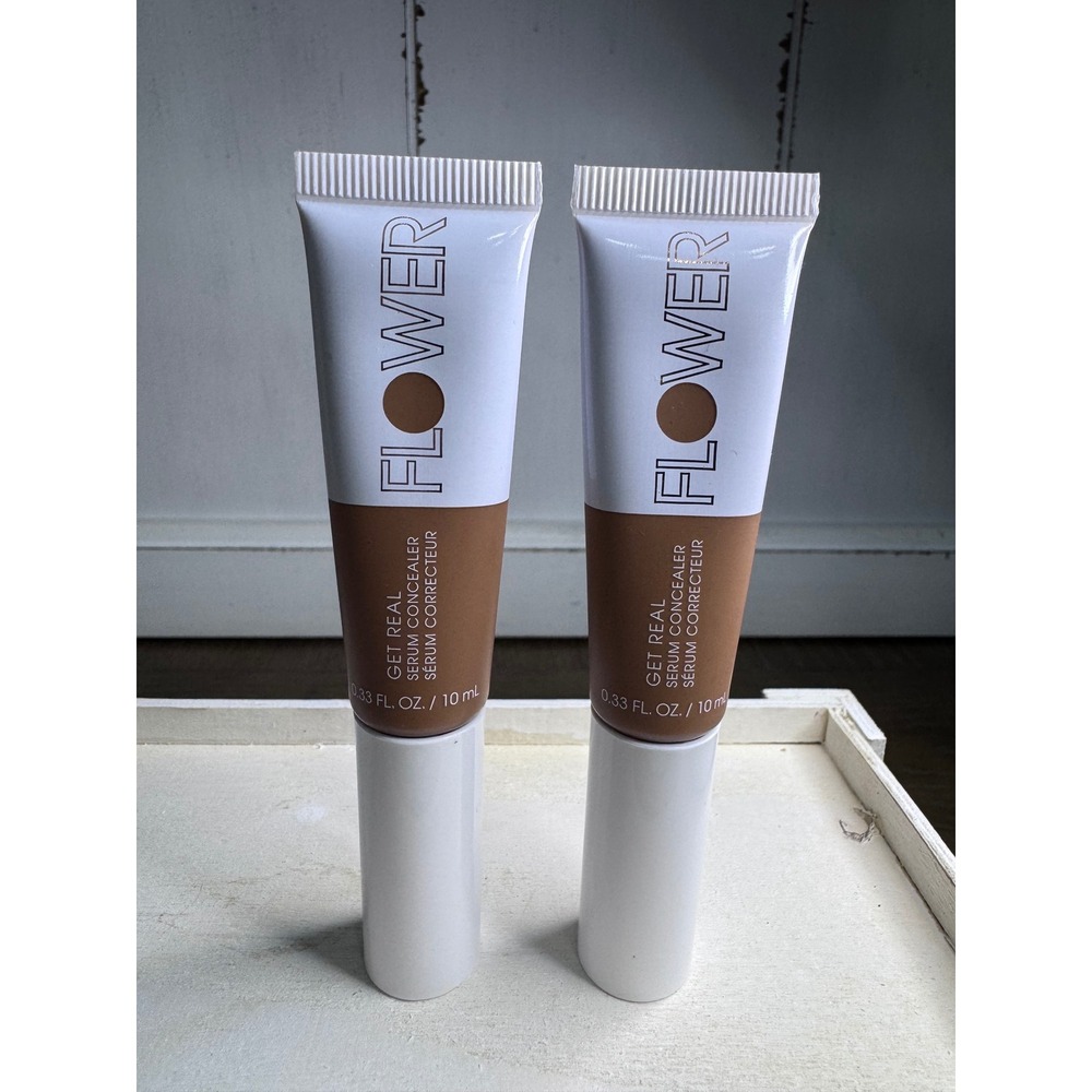 Lot of 2 Flower Beauty Get Real Serum Concealer Almond 0.33 fl oz Hydrating